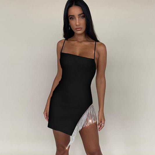 Summer Women Pendant Hem Sling Off-neck Sexy Backless Dress Women