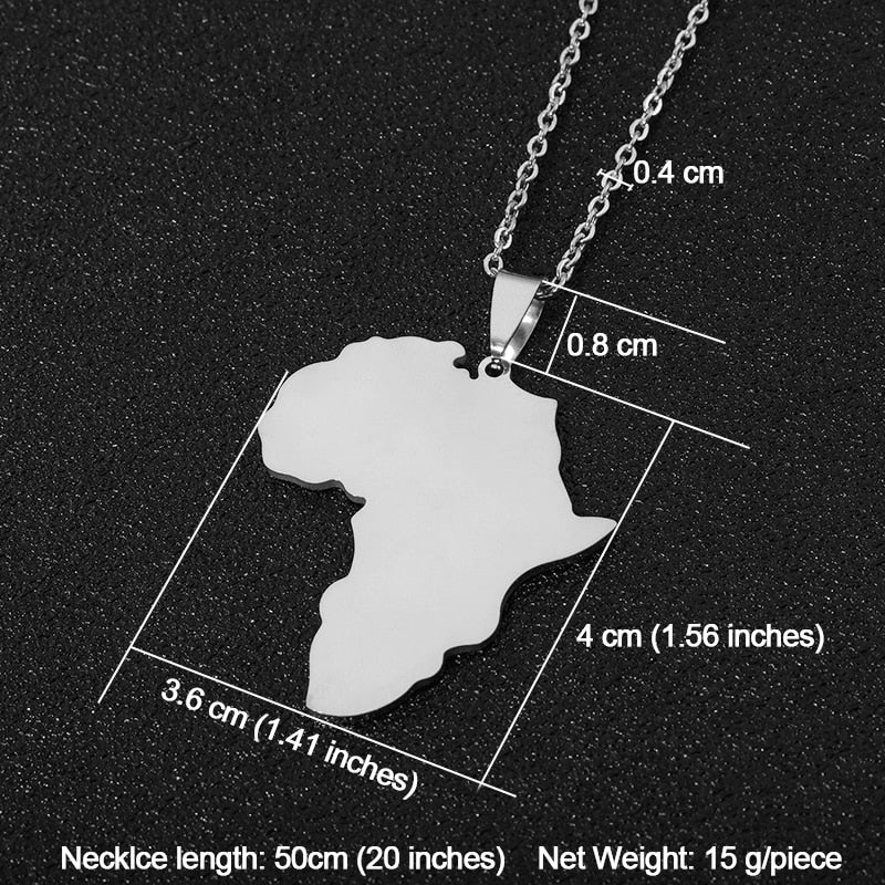 Fashion Selling African Map Pendant Necklaces Men& Women Stainless Steel Gold Color Africa Map Jewelry Gift