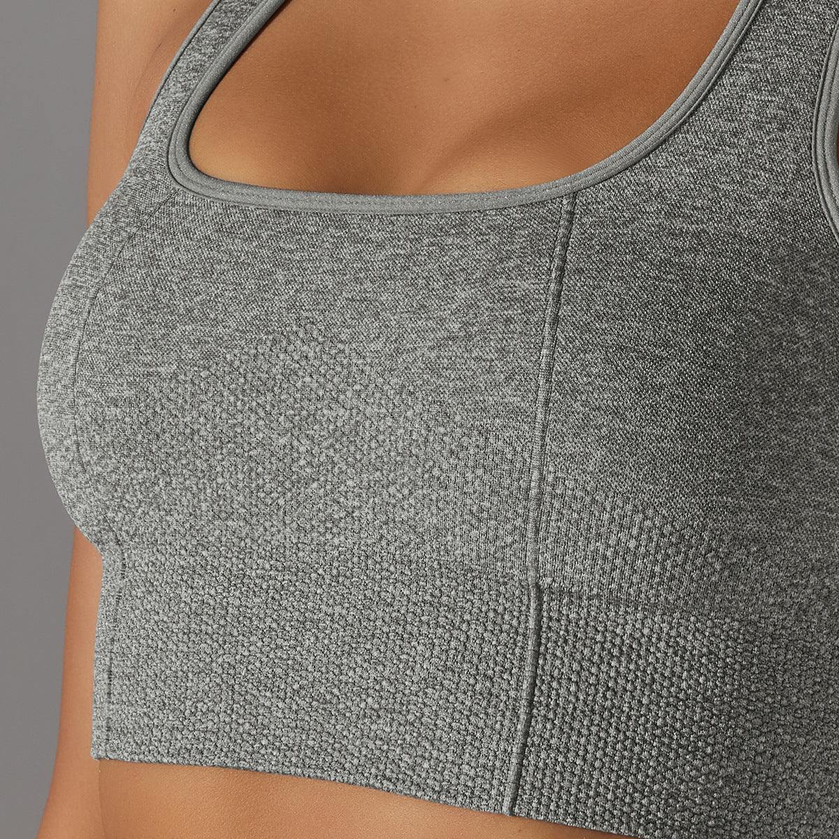 Solid Color Beauty Back Fitness Underwear Sports Women Seamless Knitted Gathering Vest Shockproof Workout Bra