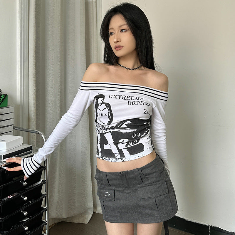 Retro Sexy Top Women Collection for Autumn Slim Fit Slimming Punk Hipster T shirt for Women