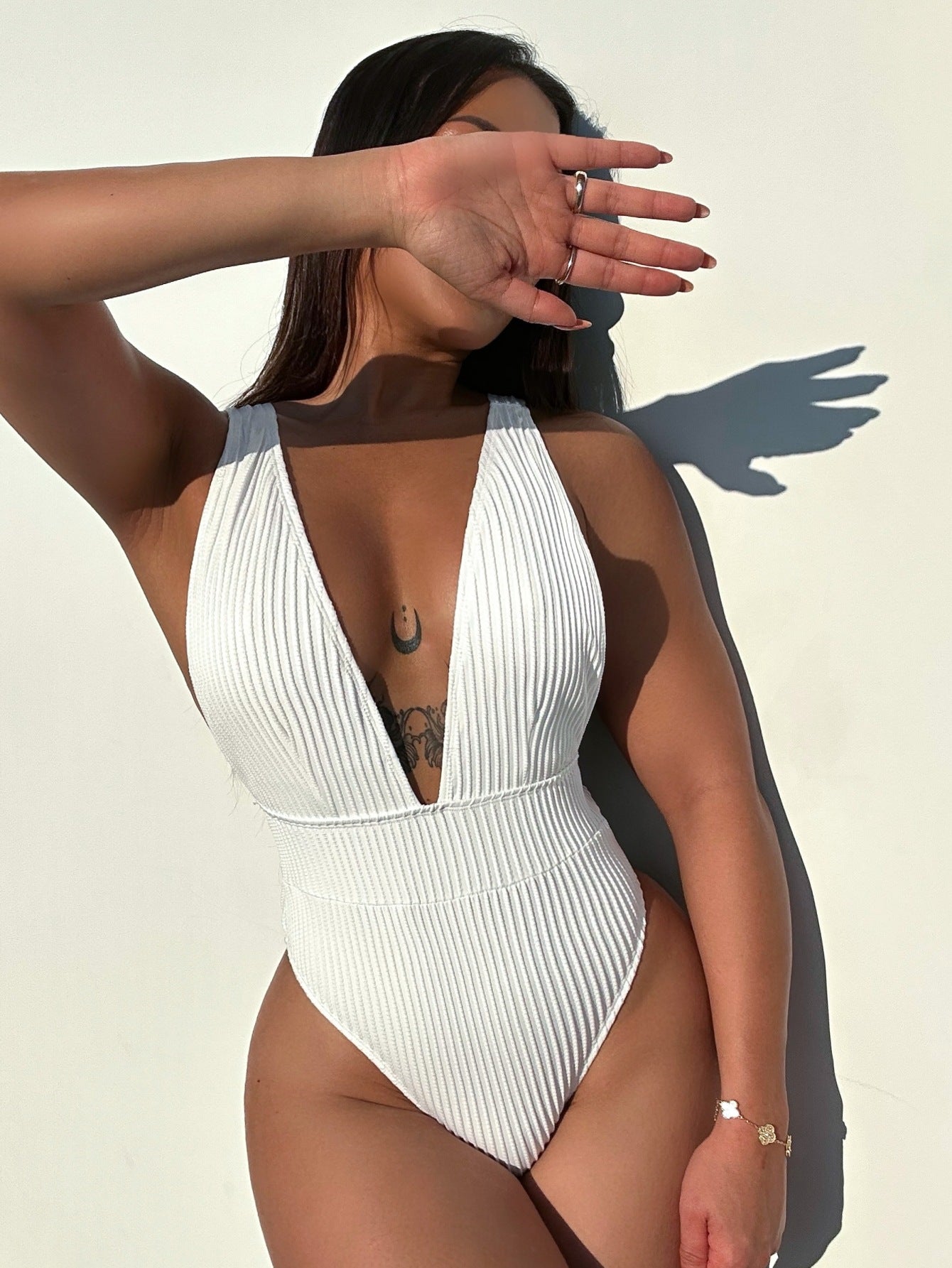 Solid Color One Piece Swimsuit Sexy Bikini Special Fabric Swimsuit