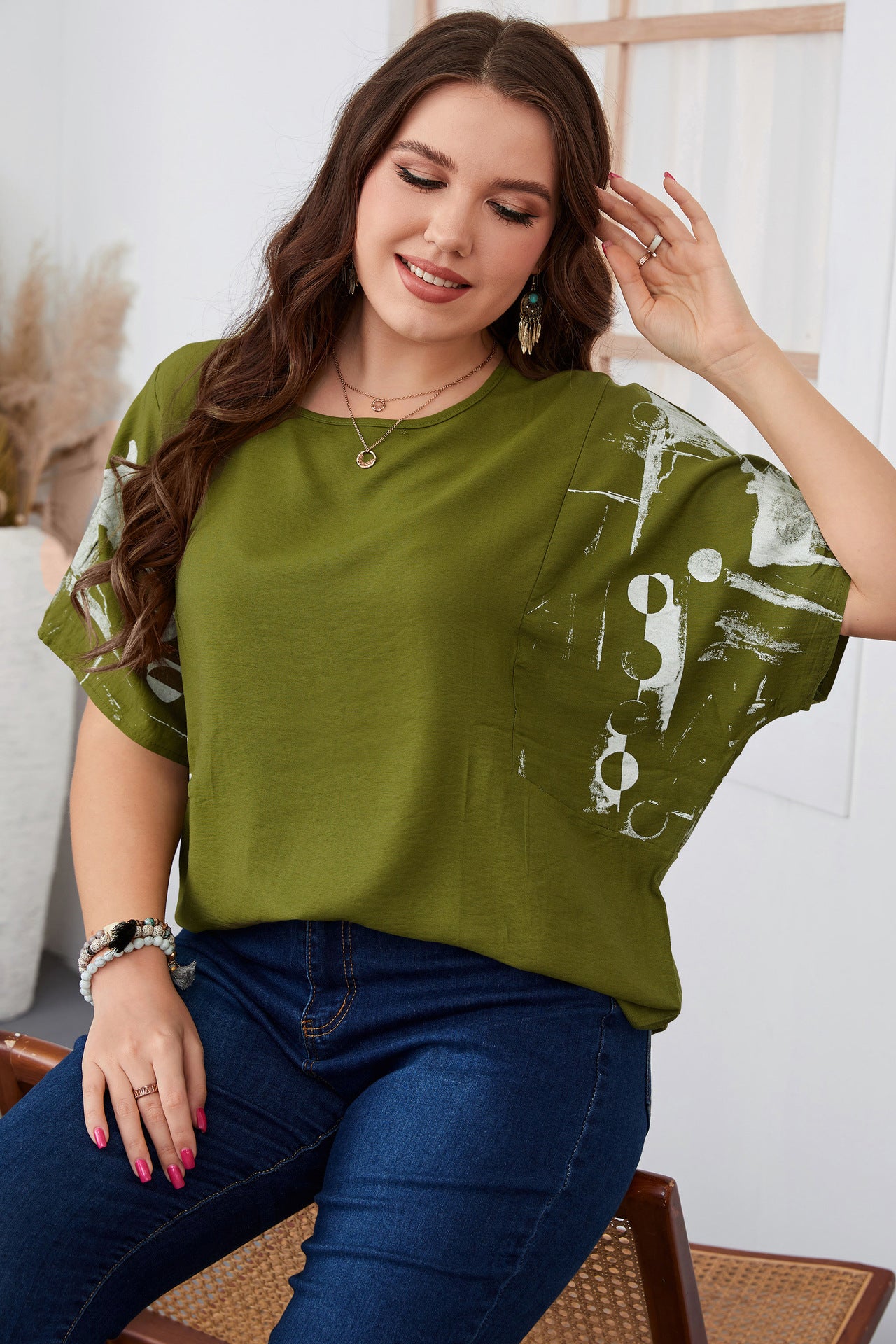 Plus Size Women Loose Short Sleeve Shirt Summer Women Clothing