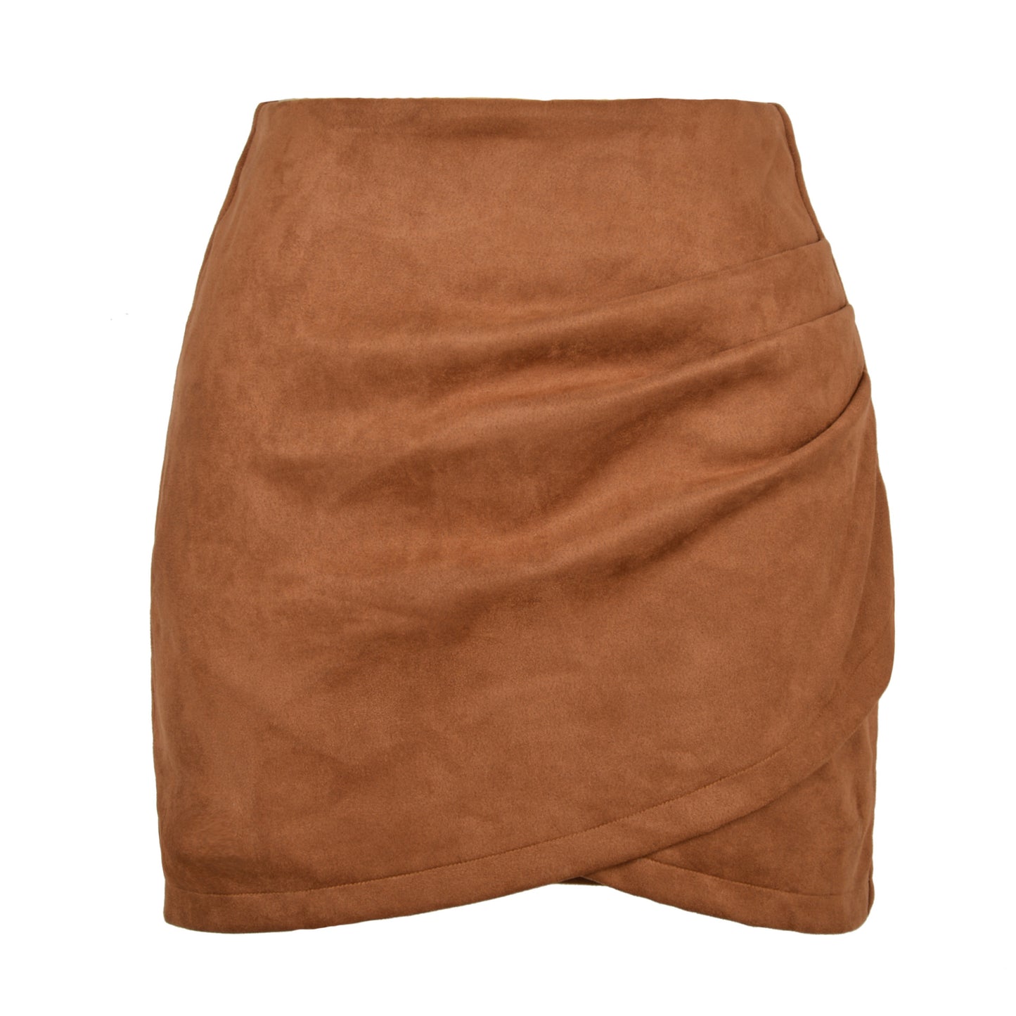 Suede Solid Skirt Autumn Winter Heap Pleated Cross Irregular Zipper Skirt Women Clothing