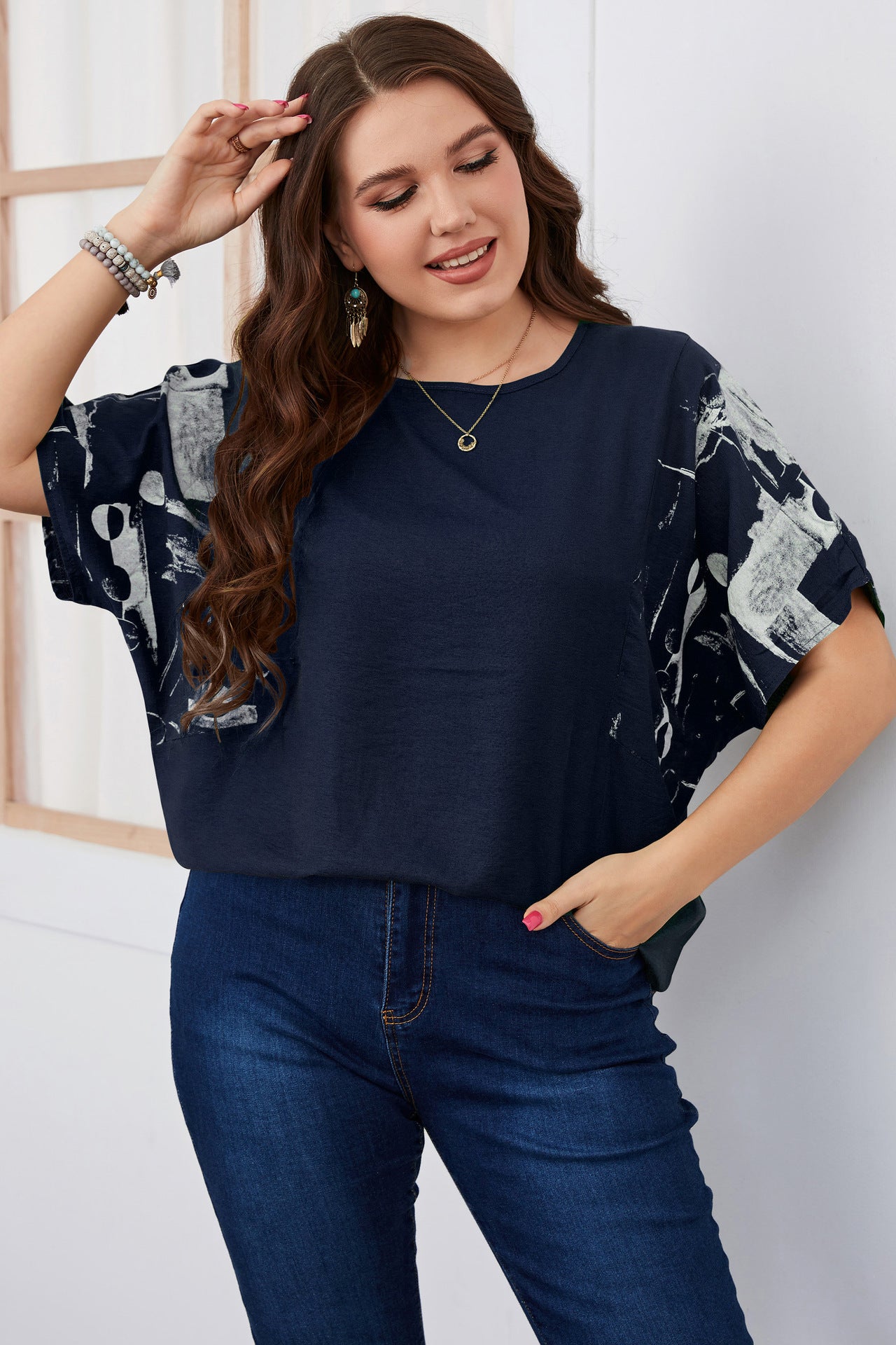 Plus Size Women Loose Short Sleeve Shirt Summer Women Clothing