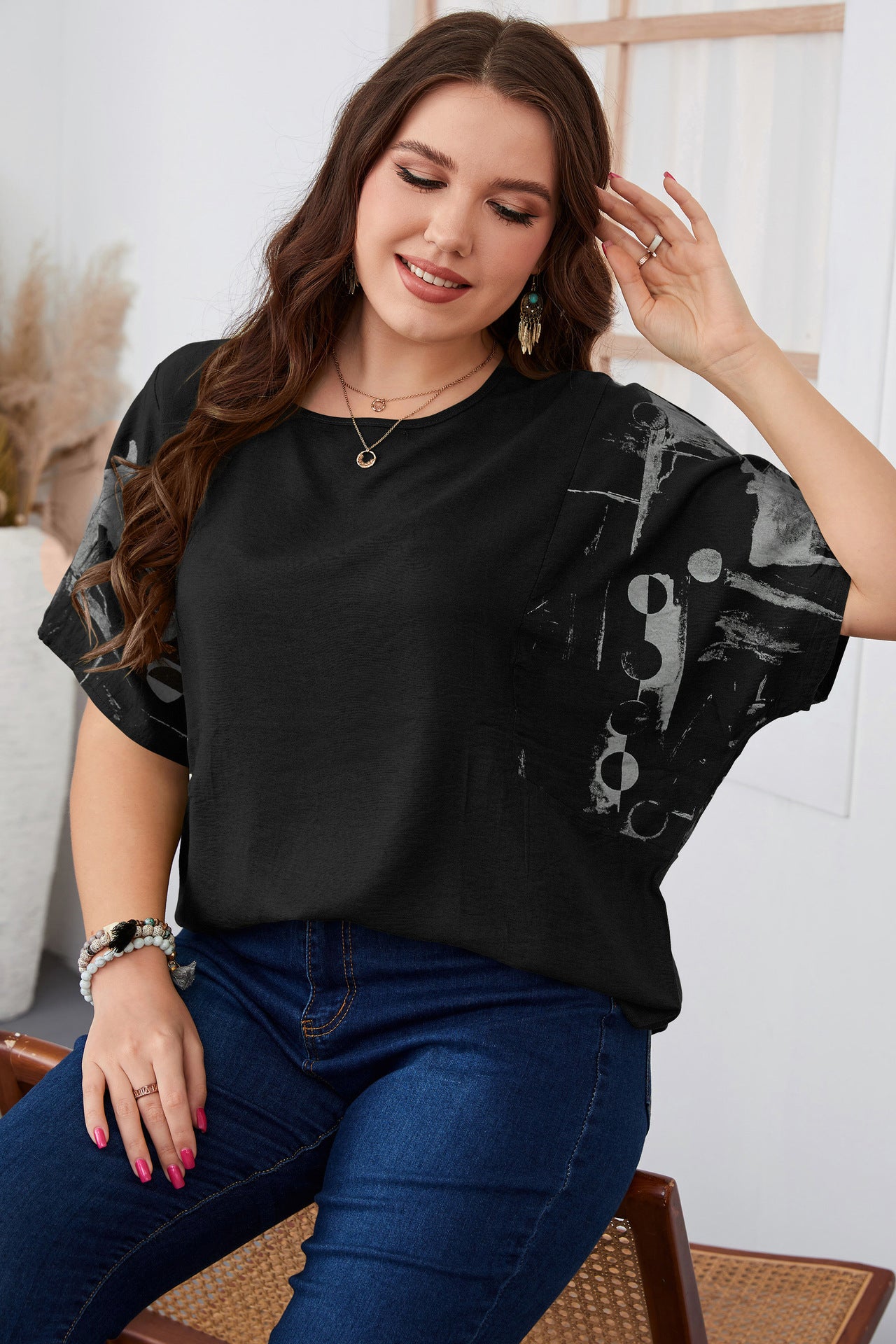 Plus Size Women Loose Short Sleeve Shirt Summer Women Clothing