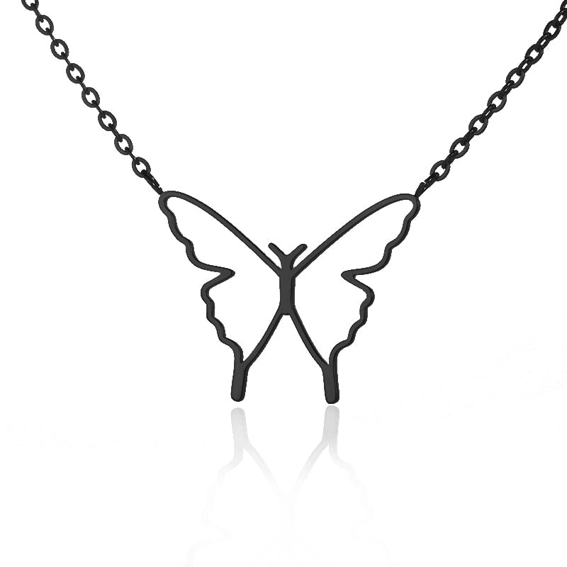 Ins Hot Butterfly Crystal Zircon Necklace Stainless Steel necklaces for Women Chain Accessories Wholesale Gift Pendant