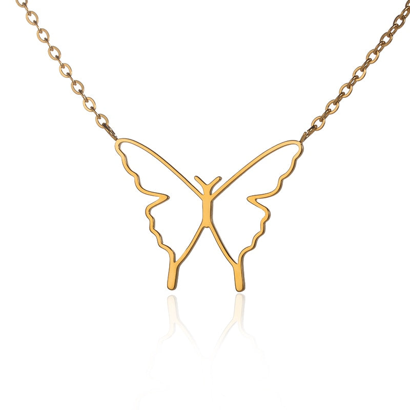 Ins Hot Butterfly Crystal Zircon Necklace Stainless Steel necklaces for Women Chain Accessories Wholesale Gift Pendant